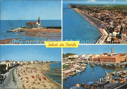 Caorle Venezia Chiesa della Madonna dell Angelo spiaggia di Ponente il porto Fliegeraufnahme Kat. Italien