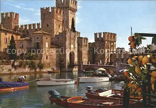Lago di Garda Sirmione Darsena e Castello Dock Schloss Kat. Italien