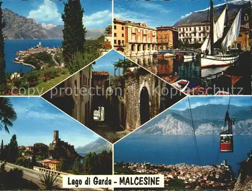 Lago di Garda Malcesine Segelboote Seilbahn Kat. Italien