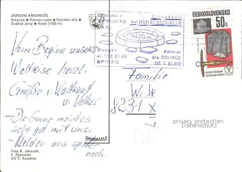 Krkonose Pramen Labe Koniklec bily Snezne jamy Kotel Kat. Polen