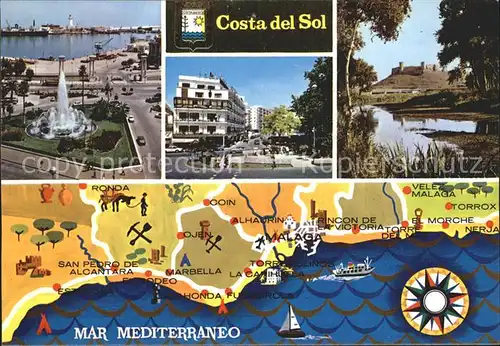 Costa Del Sol Landkarte / Spanien /