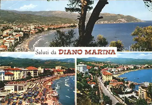 Diano Marina Blick auf die Stadt mit Strand und Promenade Kat. Italien