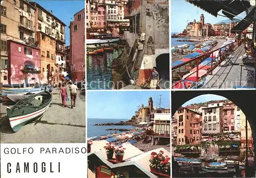 Camogli Golfo Paradiso Strand Boote Altstadt Kat. Italien