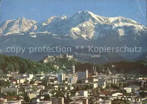 Salzburg Oesterreich Stadtbild mit Festung Hohensalzburg Hoher Goell Alpenpanorama Kat. Salzburg