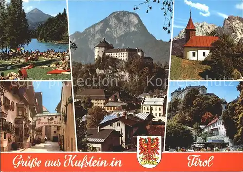 Kufstein Tirol Badestrand Altstadt Festung Kapelle Hotel Auracher Loechl Alpen Kat. Kufstein