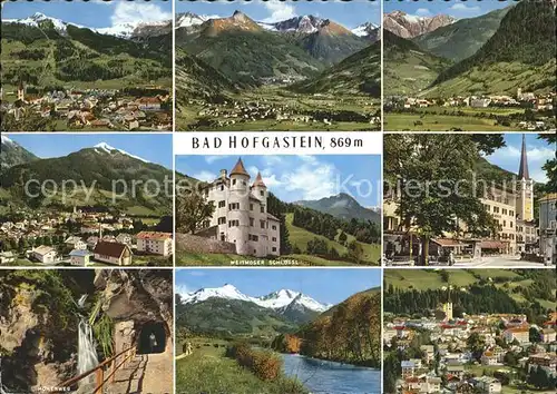 Bad Hofgastein Gesamtansicht Alpenpanorama Kirche Weitmoser Schloessl Hoehenweg Wasserfall Schlucht Uferweg am Fluss Kat. Bad Hofgastein