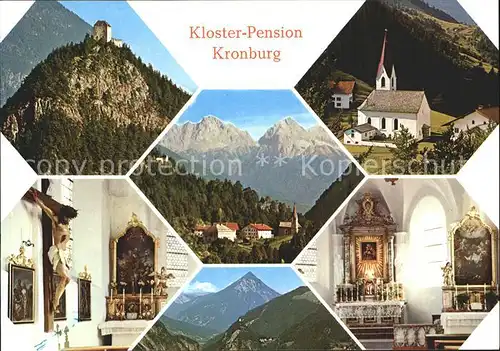 Kronburg Tirol Kloster Pension Kirche Inri Kreuz Altar Alpenpanorama Kat. Zams Oberinntal