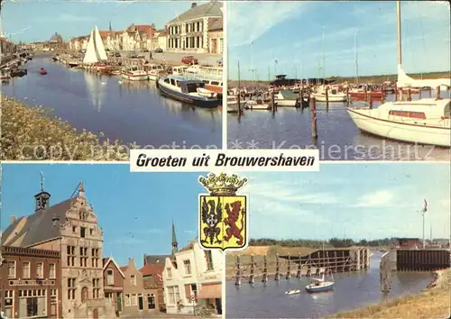 Brouwershaven Hafen Schleuse Segelboote Ortspartie Kat. Schouwen Duiveland