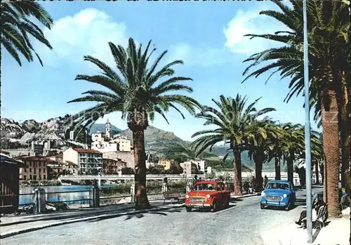 Ventimiglia Italien Passeggiata Lungo Roja Riviera dei Fiori Promenade Palmen Kat. Italien