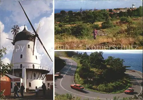 Gudhjem Windmuehle Strassenkehre / Bornholm /