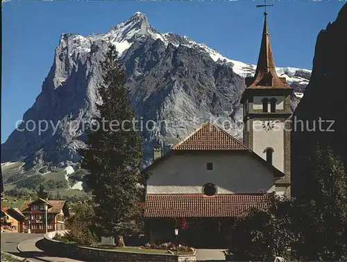 Grindelwald Kirche mit Wetterhorn Berner Alpen Kat. Grindelwald