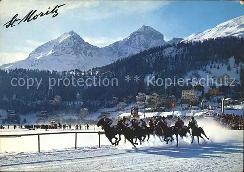 St Moritz GR Internationales Pferderennen Moritzersee Wintersportplatz Alpen Kat. St Moritz