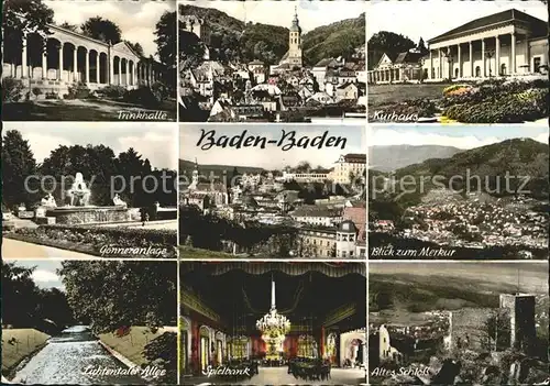 Baden Baden Trinkhalle Kurhaus Merkur Goenneranlage Lichtentaler Allee Spielbank Casino Schloss Kat. Baden Baden
