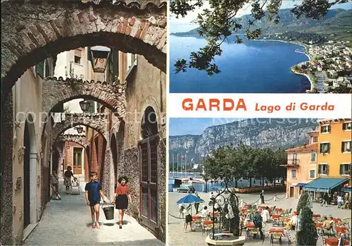 Garda Gasse Platz Strassencafe Panorama Gardasee Kat. Lago di Garda 