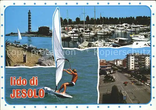 Lido di Jesolo Hafen Leuchtturm Yachten Windsurfen Strassenpartie / Italien /