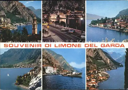 Limone sul Garda Teilansichten Kirche Gardasee Boot Alpen Kat. 