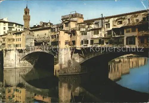 Firenze Toscana Ponte Vecchio Alte Bruecke Arno Wasserspiegelung Kat. Firenze