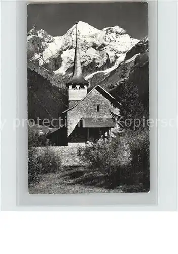 Kandersteg BE Kirche mit Bluemlisalp Kat. Kandersteg