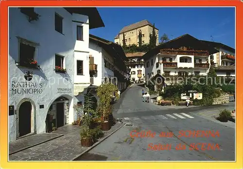 Schenna Meran Dorfplatz mit Schloss Kat. Italien
