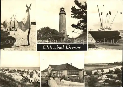 Prerow Ostseebad Strand Leuchtturm Boote Kat. Darss