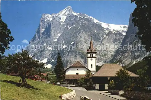 Grindelwald mit Kirche und Wetterhorn Kat. Grindelwald