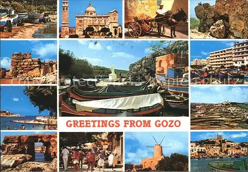 Gozo Malta Hafenpartien Schloss Eselskarren Strand Grotte Windmuehle / Malta /