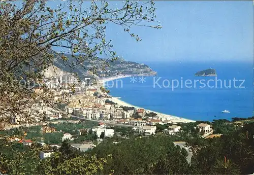 Spotorno Savona Liguria Panorama e Isolotto di Bergeggi Kat. Italien