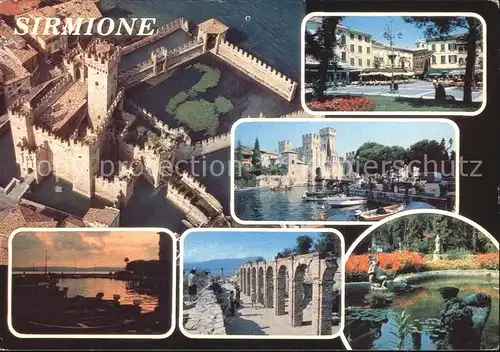 Sirmione Castello Hafenpartie Arcaden Teich