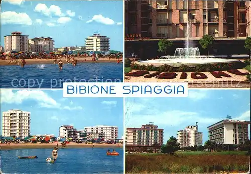Bibione Spiaggia Vista al mare la fontana e gli Hotels
