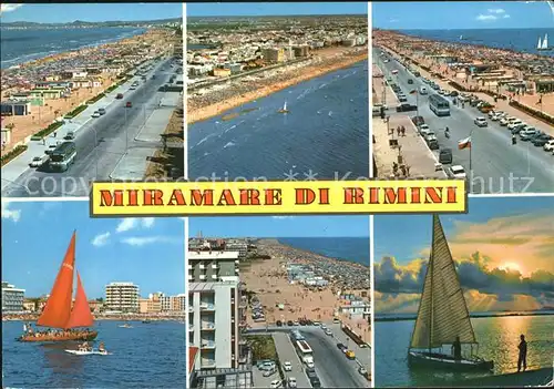 Miramare di Rimini  Fliegeraufnahme Strand Segelboote Kat. Rimini