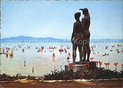 Balaton Plattensee Statue Strand Kat. Ungarn