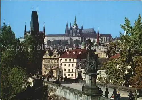 Praha Prahy Prague Karluv most a vetsi Malostranska vez Karlsbruecke Kleinseitner Brueckenturm Kat. Praha