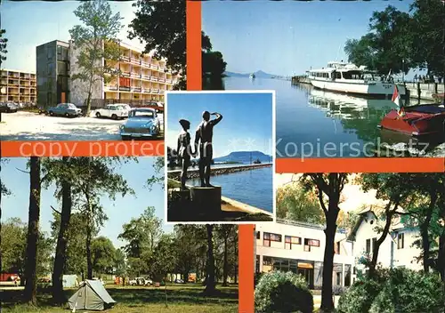 Fonyod Fuerdoe Hotel Camping Statuen Plattensee Anleger Motorboot Kat. Ungarn