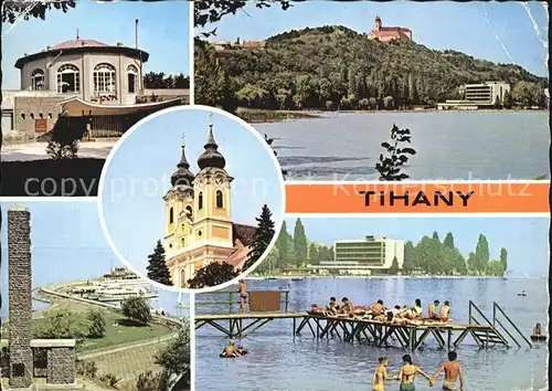 Tihany Hafen Kirche Badesteg Plattensee Kat. Ungarn
