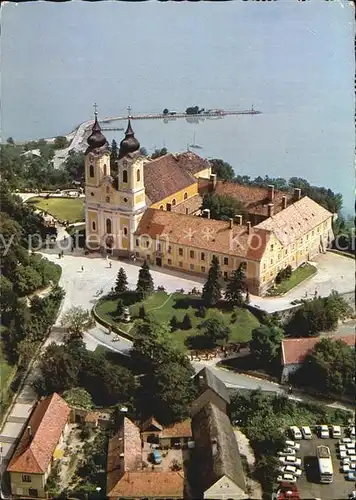 Tihany Apatsagi templommal Abteikirche Plattensee Fliegeraufnahme Kat. Ungarn
