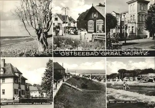 Graal Mueritz Ostseebad Strand bei Stolper Ort Wald Hotel Herz und Kreislaufsanatorium Richard Assmann HOG Seeblick am Strand  Kat. Seeheilbad Graal Mueritz