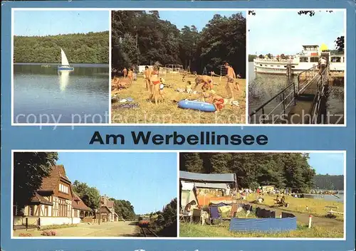 Werbellinsee Altenhof Badestrans am Spring Anlegestelle Suesser Winkel der weissen Flotte Bahnhof Werbellinsee Zeltplatz bei Altenhof  Kat. Schorfheide