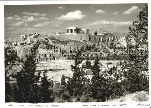 Athens Athen Acropolis from Philopapou Akropolis Antike Staette Kat. Griechenland