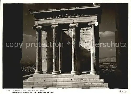 Athens Athen Acropolis Temple of the Wingless Victory Tempel Antike Staette Kat. Griechenland