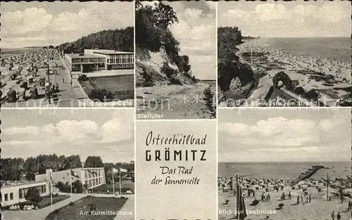 Groemitz Ostseebad Kurmittelhaus Strand Cafe Seebruecke Steilufer Kat. Groemitz