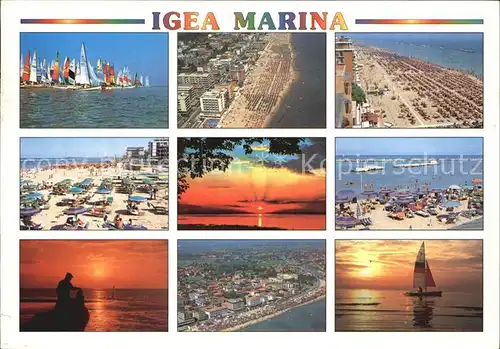 Igea Marina Fliegeraufnahme Strand Sonnenuntergang Segelboot Kat. Bellaria Igea Marina