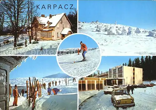 Karpacz Dom wypoczankowy FWP Jutrzenka Krajobraz zimowy Gorna stacja wyciagu na Kope Hotel Orbisu Skalny Kat. Polen