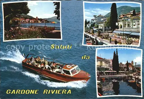 Gardone Riviera Lago di Garda Promenade Ausflugsschiff Hafenpartie Kat. Italien
