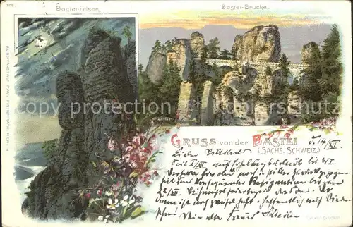 Bastei Saechsische Schweiz Felsen Bruecke Kat. Rathen Sachsen