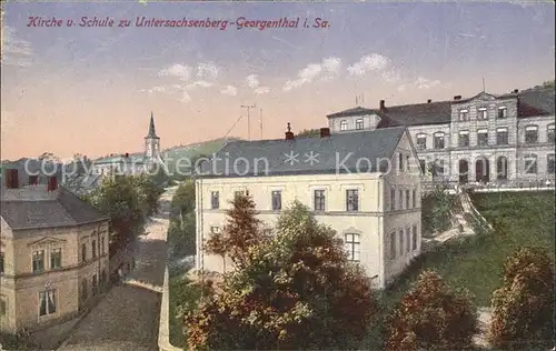 Untersachsenberg Georgenthal Kirche und Schule Kat. Klingenthal Sachsen
