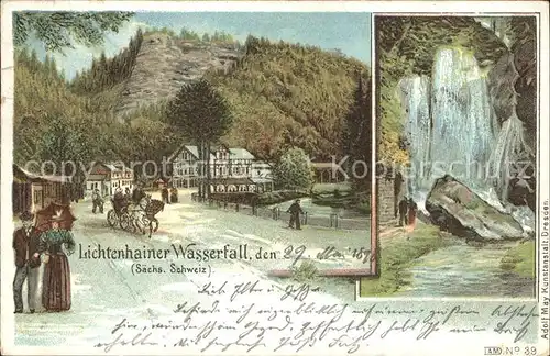 Lichtenhain Sebnitz Wasserfall Gaststaette Litho Reichspost Kat. Sebnitz
