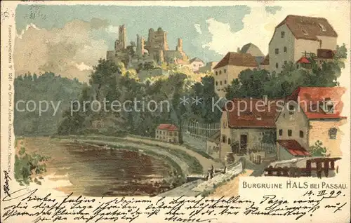 Hals Passau Burgruine Kuenstlerkarte Kat. Passau