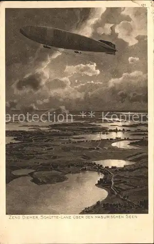 Zeppelin Zeppelin Schuette Lanz ueber den Masurischen Seen Serie der Krieg 1914/15 Das deutsche Heer Zeno Diemer / Flug /