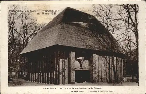 Exposition Coloniale Internationale Paris 1931 Cameroun Togo Pavillon de la Chasse  Kat. Expositions