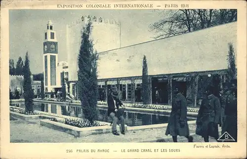 Exposition Coloniale Internationale Paris 1931 Palais du Maroc Grand Canal et les Souks  Kat. Expositions